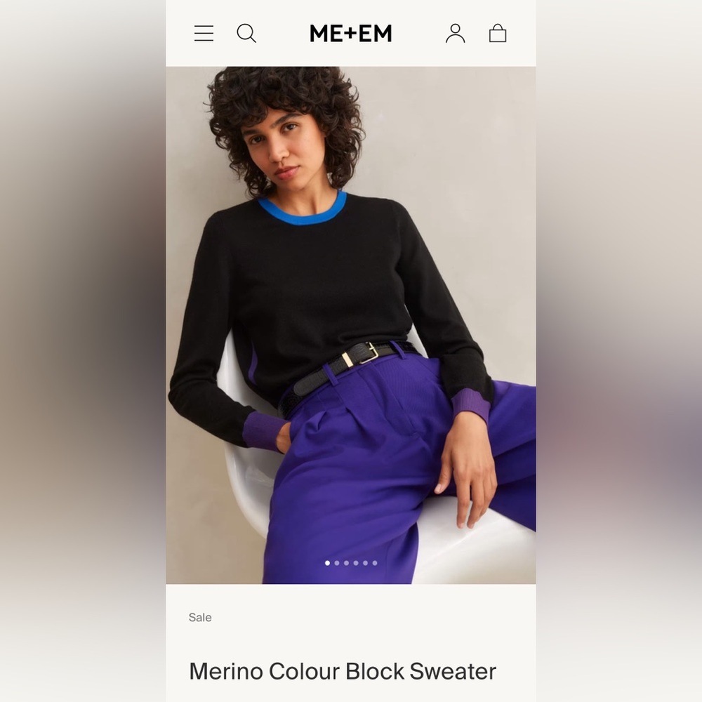 ME + EM merino wool colour block sweater, size small
